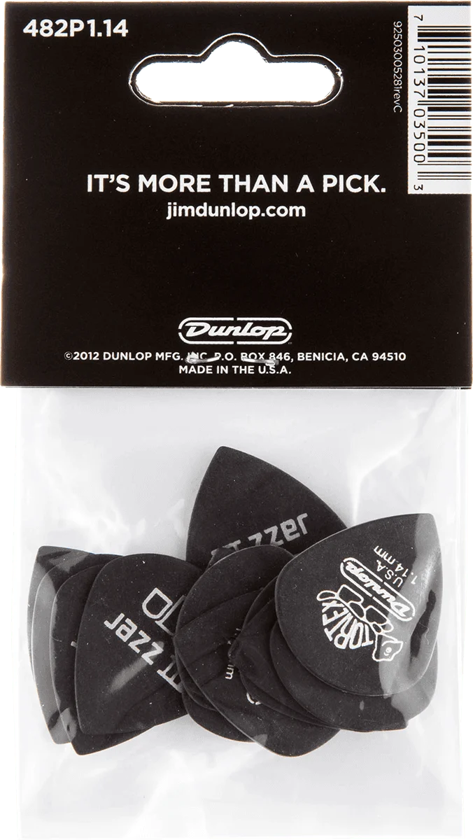 Player’s Pack de 12 médiators Dunlop Tortex Pitch Black Jazz III 1.14 mm 482P114