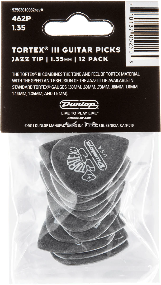 Player’s Pack de 12 Médiators Dunlop Tortex T3 1.35 mm 462P135