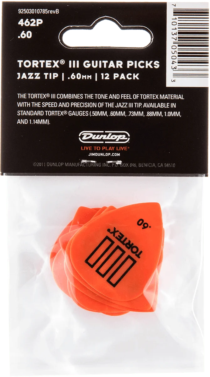 Players Pack 12 médiators Dunlop Tortex TIII 0.60mm 462P60
