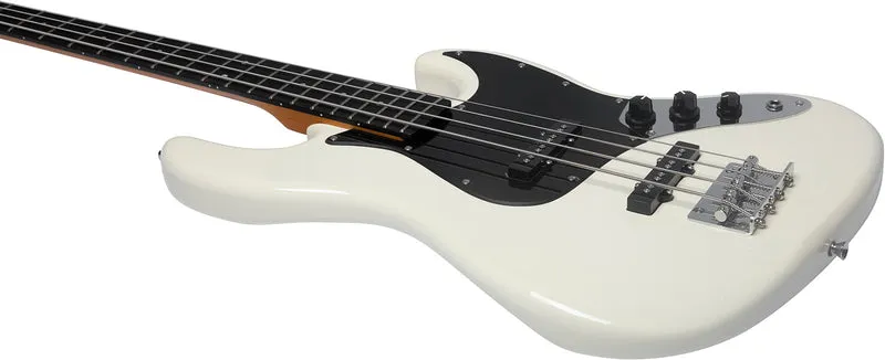 BASSE ELECTRIQUE TYPE JB VINTAGE CORPS LEGER BLANCHE EKO JB400-WH - STOCK B