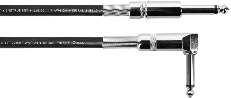 Câble instrument Jack droit / Jack coudé Cordial Série Elements – 6 m - EI6PR