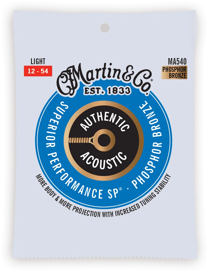 Jeu de cordes guitare acoustique Martin Authentic SP Phosphor Bronze MA540 – 12-54