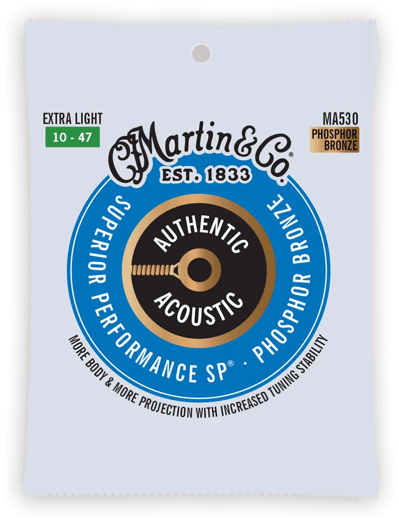 JEU CORDES GUITARE ACOUSTIQUE MARTIN AUTHENTIC SP PHOSPHORE BRONZE 10-47 MA530