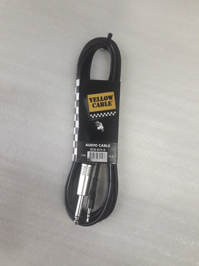 Câble audio Jack 6,35 mm mono / Jack 3,5 mm stéréo mâle – 3 m Yellow Cable K11-3