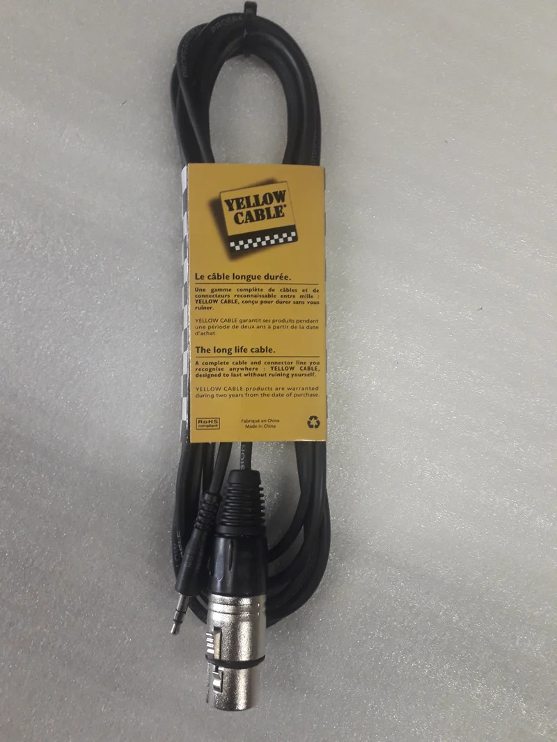 Câble audio XLR femelle / Jack 3,5 mm stéréo mâle – 3 m Yellow Cable K12-3