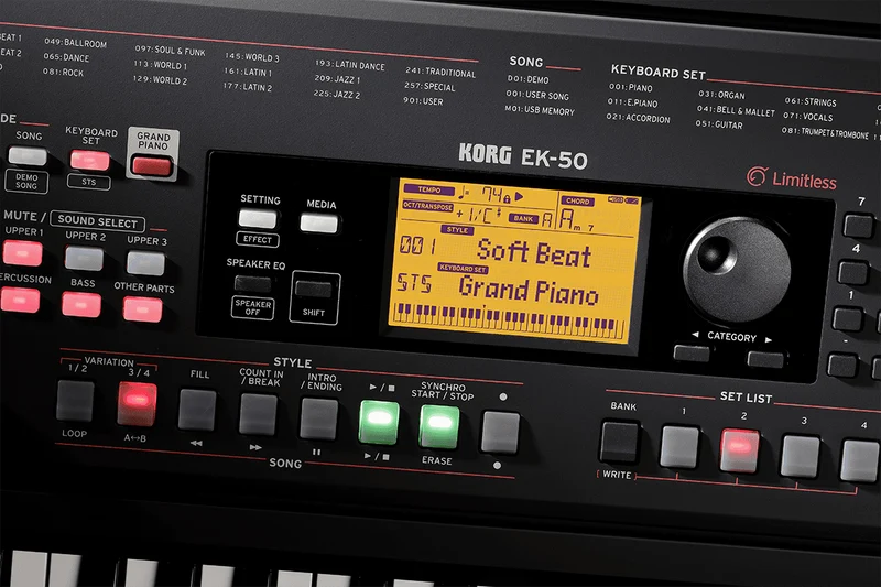 CLAVIER ARRANGEUR 61 NOTES AMPLIFIE KORG EK50 LIMITLESS