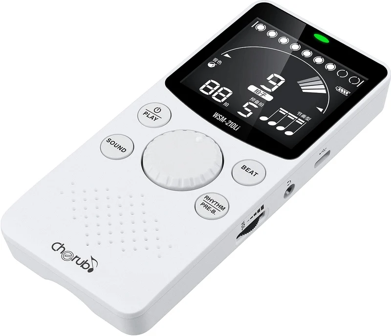 Métronome électronique compact avec support pliable - blanc CHERUB WSM-210LI