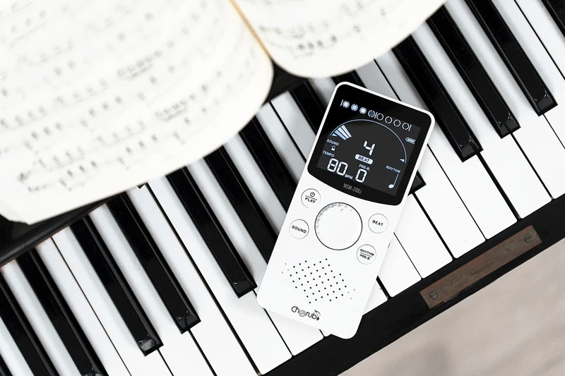 Métronome électronique compact avec support pliable - blanc CHERUB WSM-210LI
