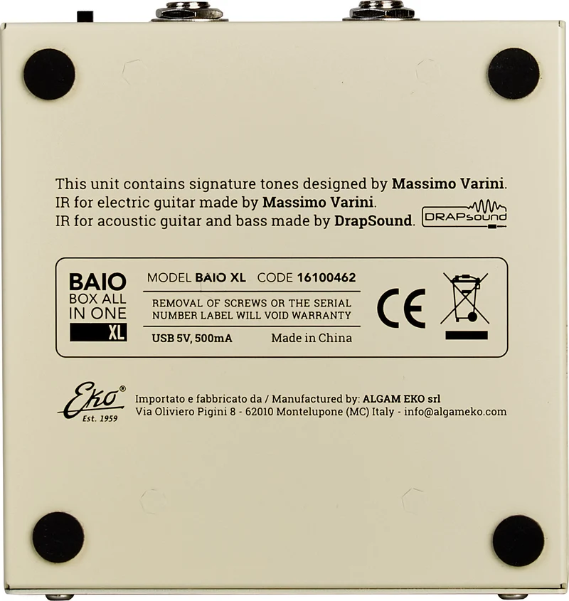 Multi-effets modéliseur d'amplis FX avec IRs - sur batterie / bluetooth EKO BAIO-XL
