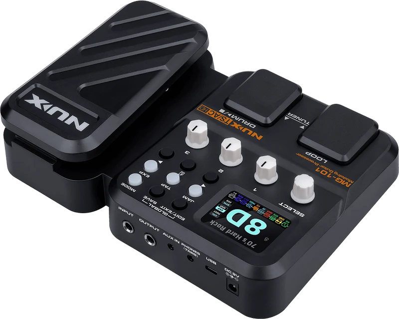 MULTI-EFFETS GUITARE COMPACT 2 SWITCHS + PEDALE D'EXPRESSION NUX MG101