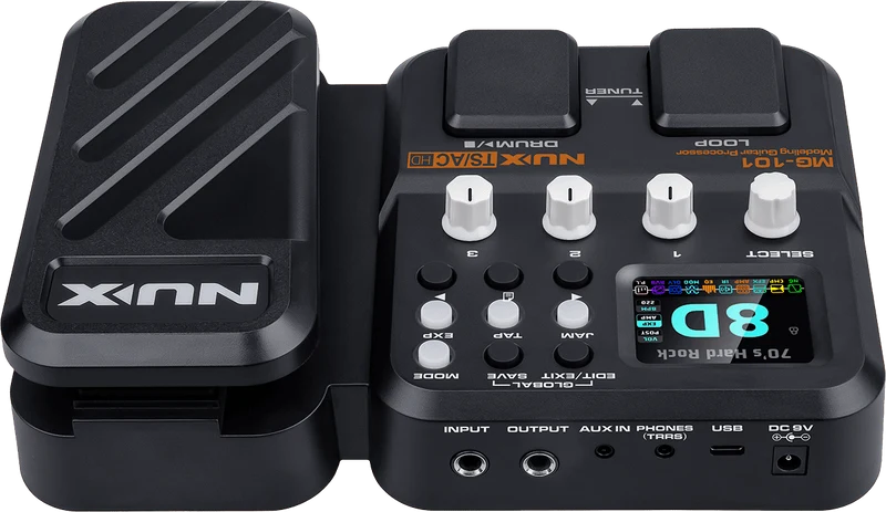MULTI-EFFETS GUITARE COMPACT 2 SWITCHS + PEDALE D'EXPRESSION NUX MG101