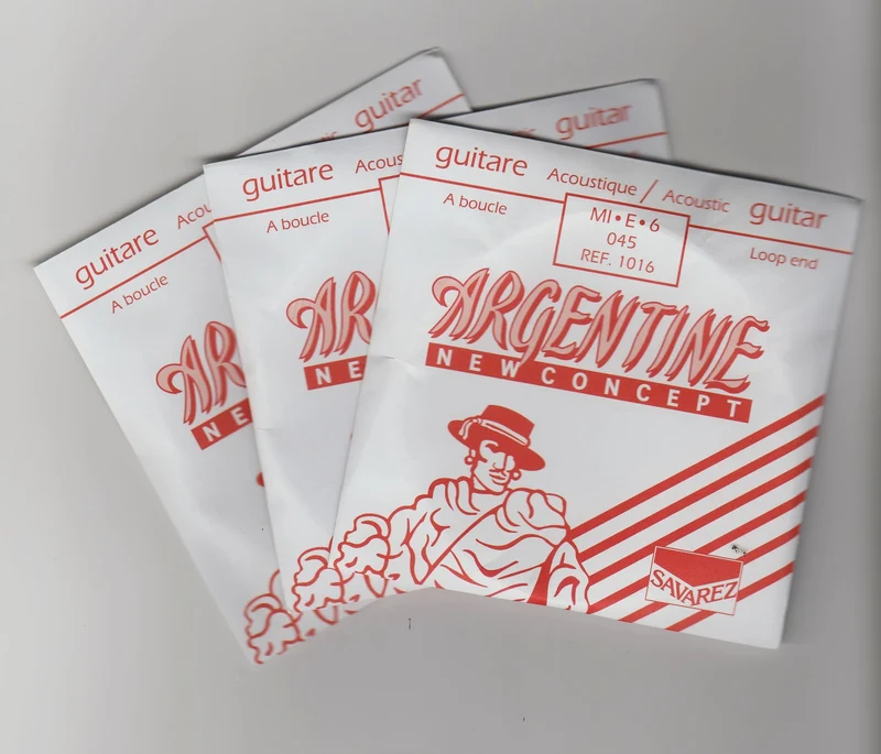 Lot de 3 cordes de guitare jazz manouche ARGENTINE – Mi 6ᵉ à boucle .045