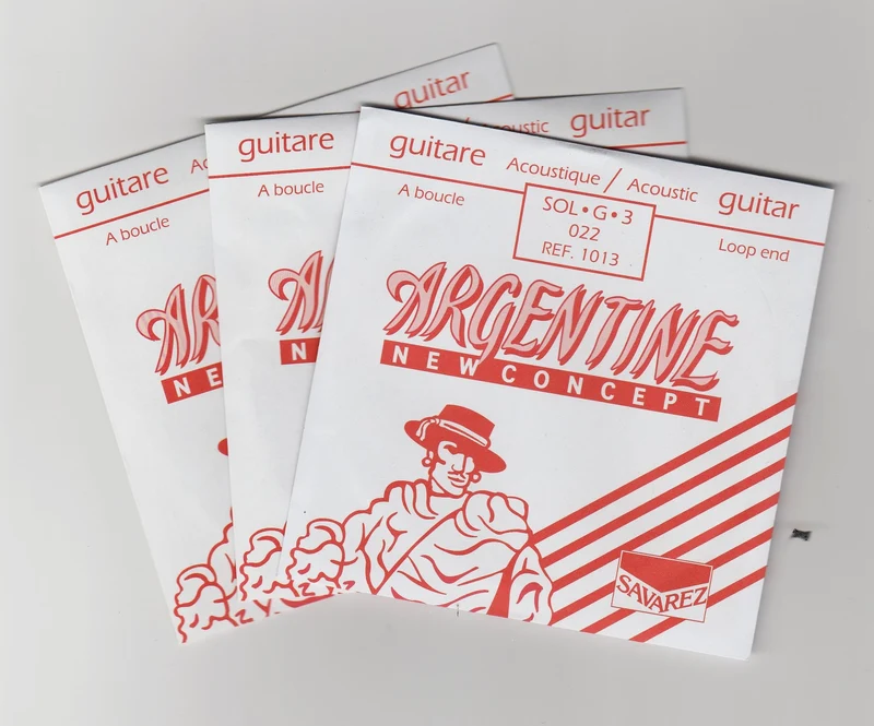 Lot de 3 cordes guitare Jazz Manouche ARGENTINE – Sol (3ᵉ) à boucle .022