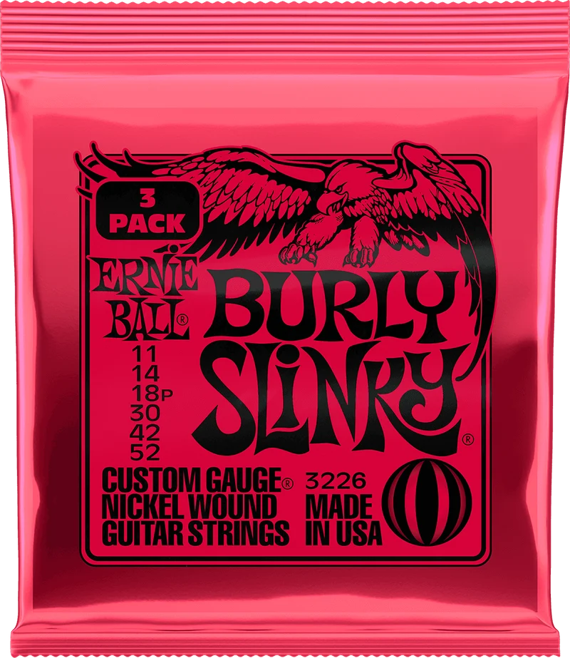 ERNIE BALL 3226 PACK DE 3 JEUX BURLY SLINKY - JEU DE CORDES GUITARE ELECTRIQUE 11-52