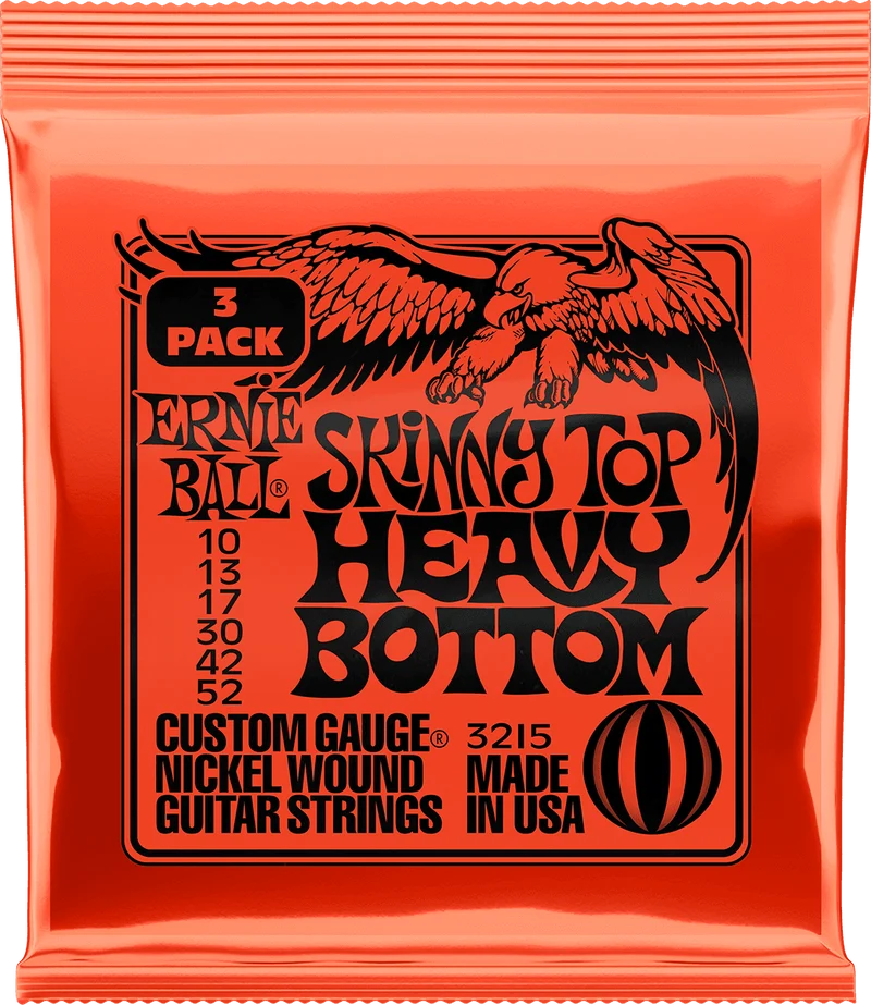 ERNIE BALL 3215 PACK DE 3 JEUX SKINNY TOP HEAVY BOTTOM - JEU DE CORDES GUITARE ELECTRIQUE 10-52