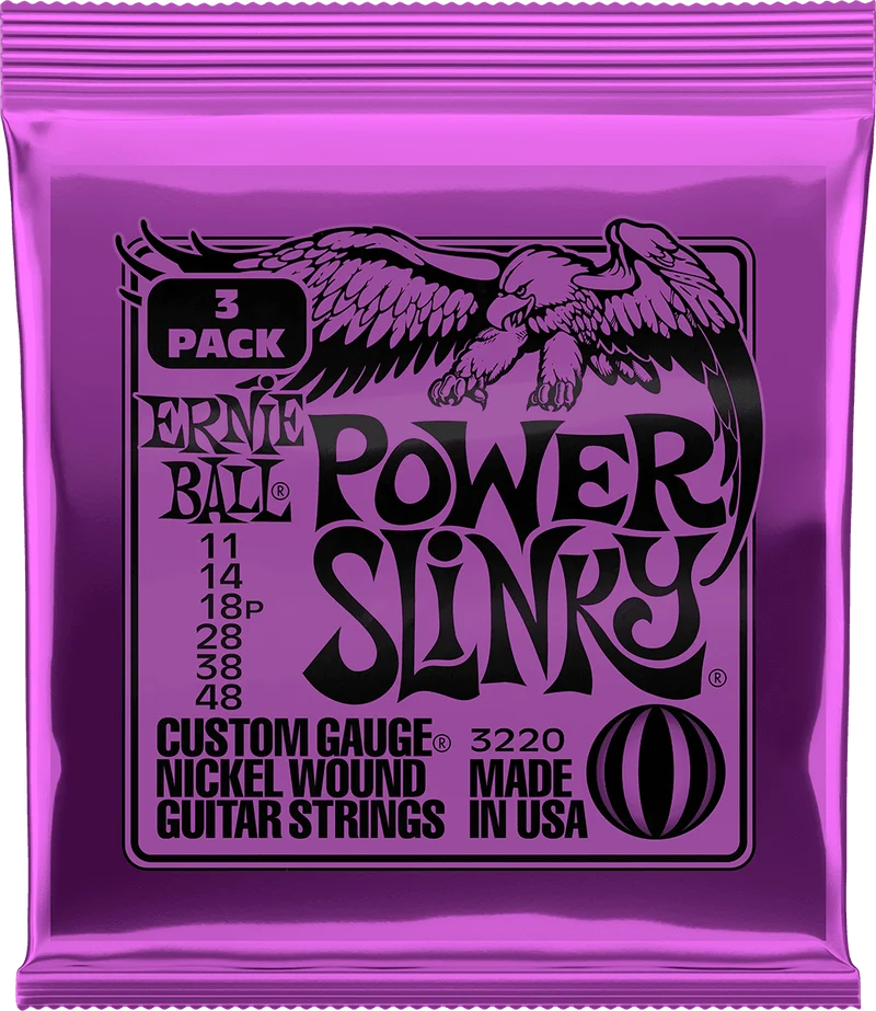 ERNIE BALL 3220 PACK DE 3 JEUX POWER SLINKY - JEU DE CORDES GUITARE ELECTRIQUE 11-48