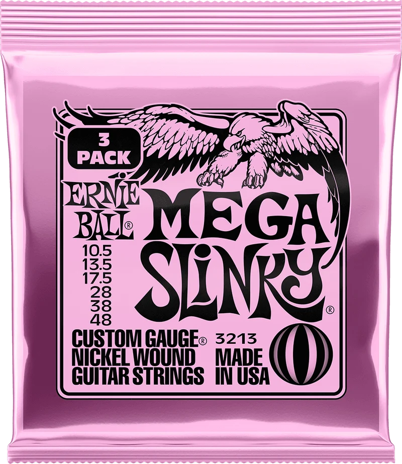 ERNIE BALL 3213 PACK DE 3 JEUX MEGA SLINKY - JEU DE CORDES GUITARE ELECTRIQUE 10.5-48