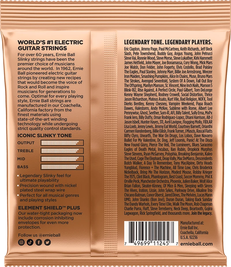 ERNIE BALL 3224 PACK DE 3 JEUX TURBO SLINKY - JEU DE CORDES GUITARE ELECTRIQUE 9.5 - 46