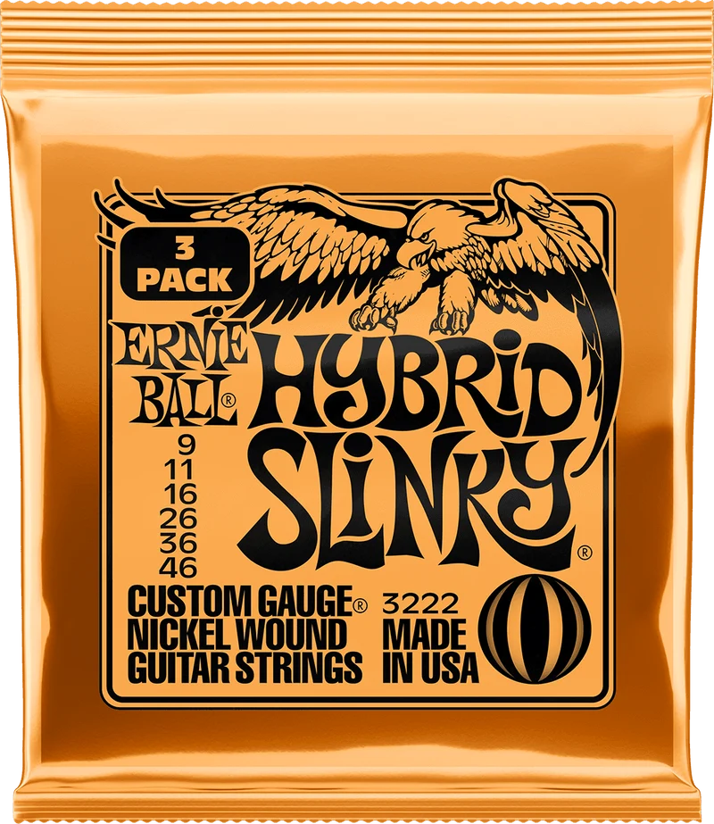 ERNIE BALL 3222 PACK DE 3 JEUX HYBRID SLINKY - JEU DE CORDES GUITARE ELECTRIQUE 9-46