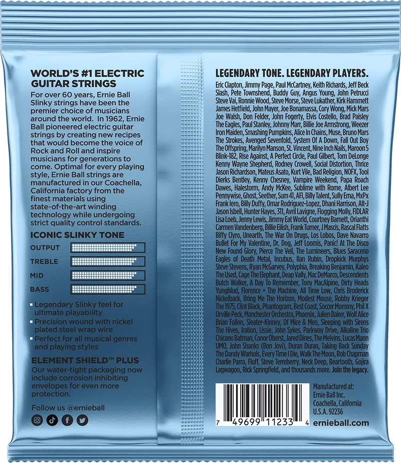 ERNIE BALL 3212 PACK DE 3 JEUX PRIMO SLINKY - JEU DE CORDES GUITARE ELECTRIQUE 9.5-44