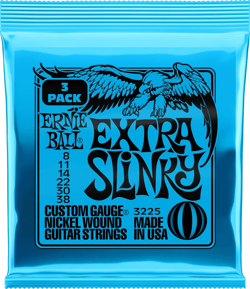 ERNIE BALL 3225 PACK DE 3 JEUX EXTRA SLINKY - JEU DE CORDES GUITARE ELECTRIQUE 08-38