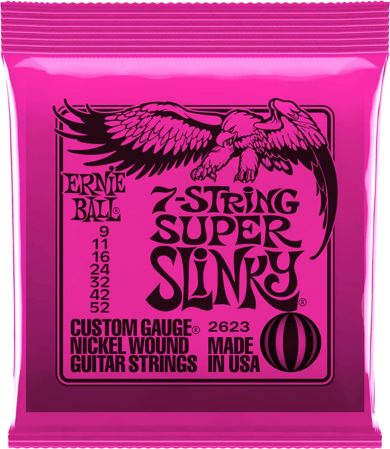 ERNIE BALL 2623 SUPER SLINKY - JEU DE CORDES GUITARE ELECTRIQUE 7 CORDES 9-52