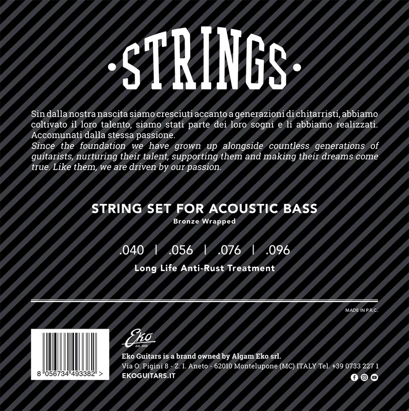 JEU DE CORDES BASSE ACOUSTIQUE BRONZE MEDIUM 40-96 EKO ABB4096M