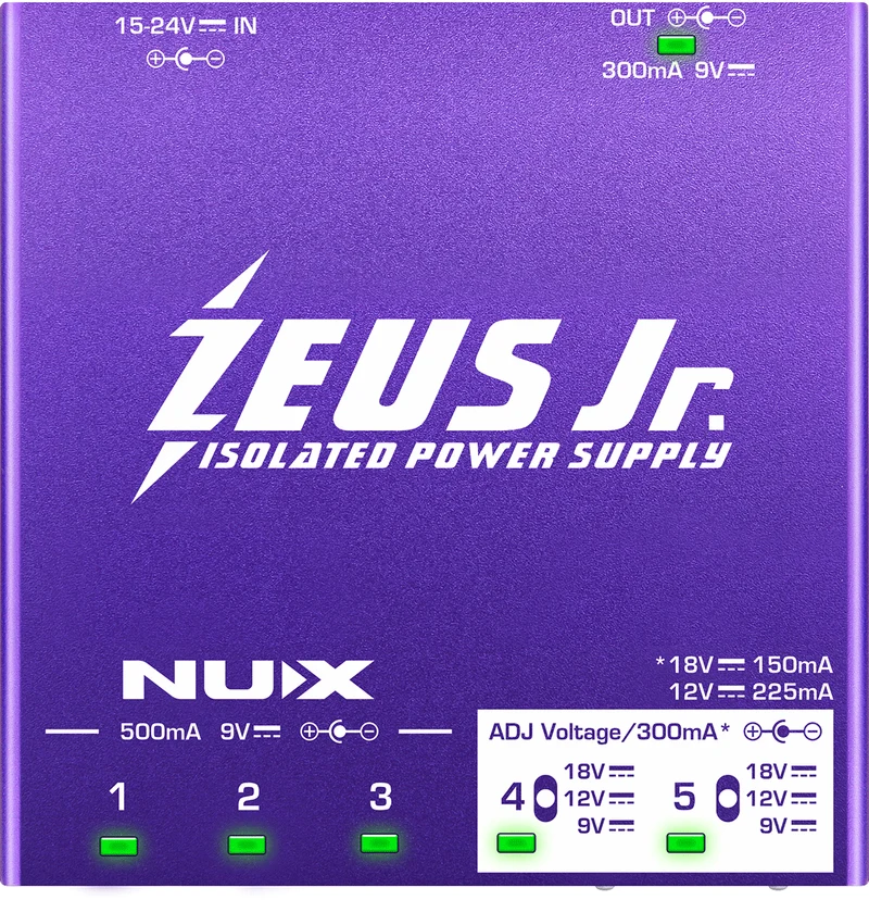 BOITIER D'ALIMENTATION POUR 6 PEDALES D'EFFET NUX ZEUS-JUNIOR