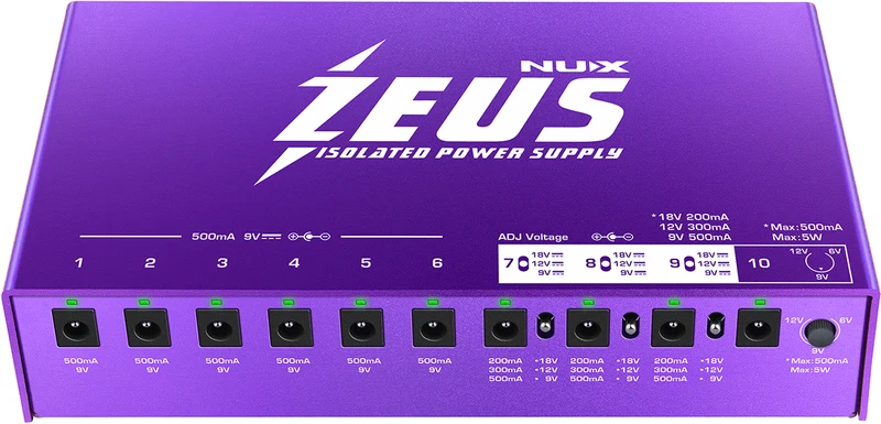 BOITIER D'ALIMENTATION POUR 10 PEDALES D'EFFET NUX ZEUS
