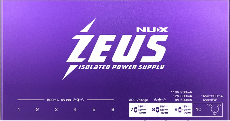 BOITIER D'ALIMENTATION POUR 10 PEDALES D'EFFET NUX ZEUS