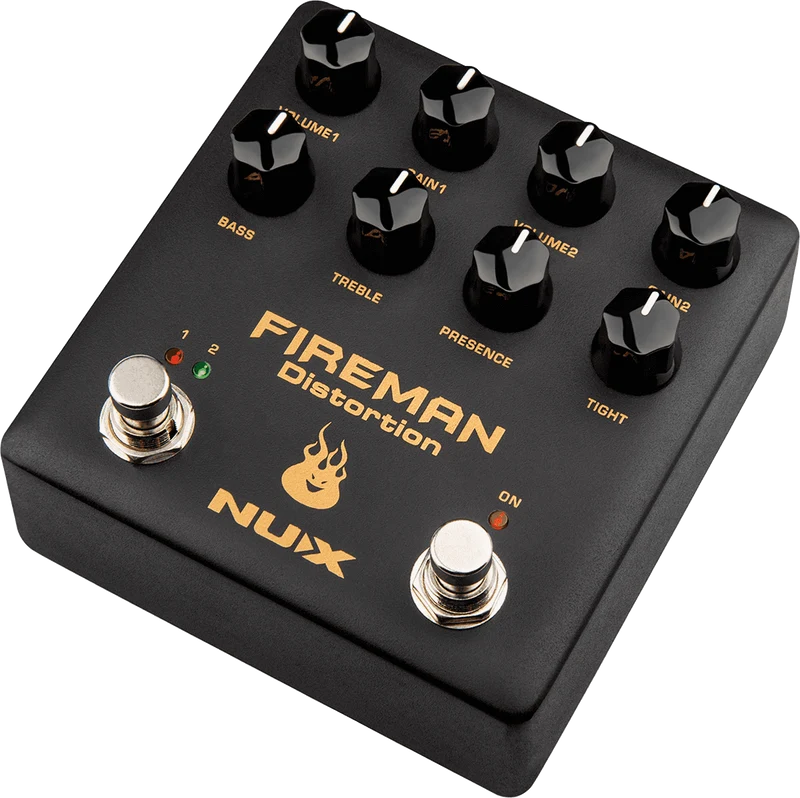 PEDALE DE DISTORTION TYPE BROWN SOUND MODERNE 2 CANAUX NUX FIREMAN