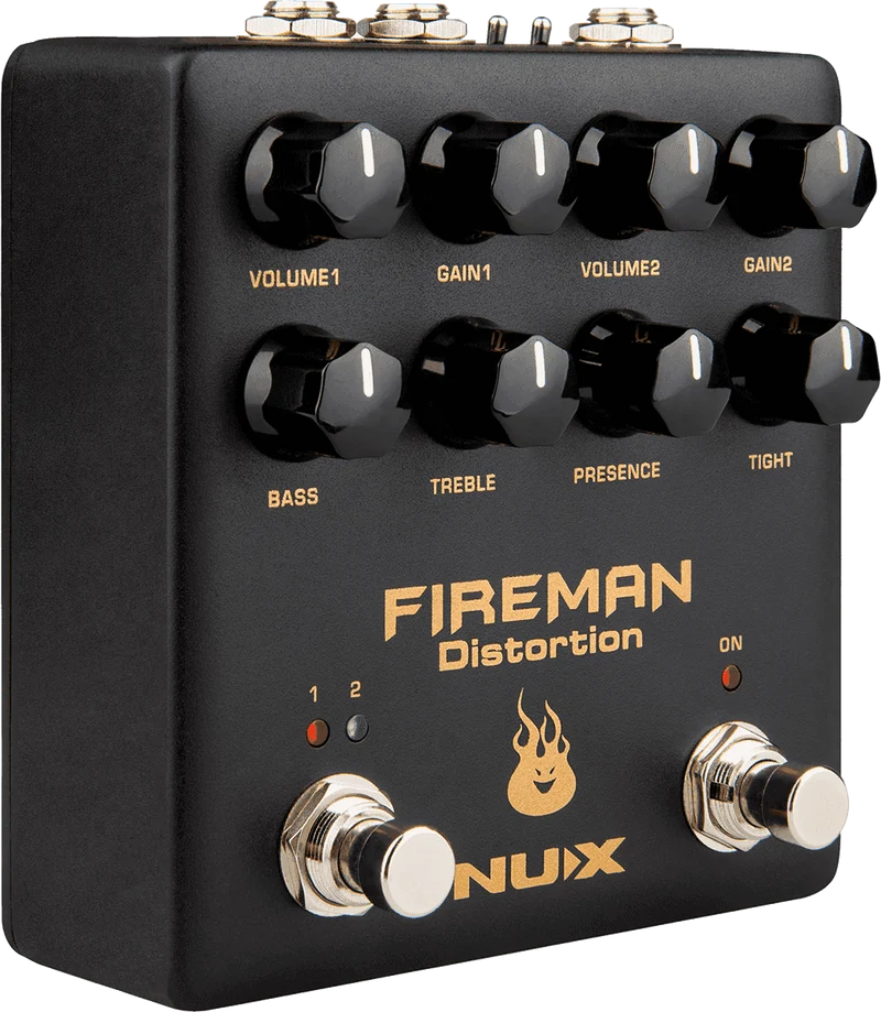 PEDALE DE DISTORTION TYPE BROWN SOUND MODERNE 2 CANAUX NUX FIREMAN