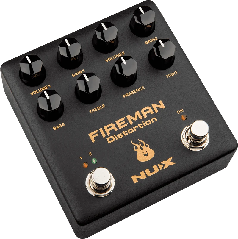 PEDALE DE DISTORTION TYPE BROWN SOUND MODERNE 2 CANAUX NUX FIREMAN