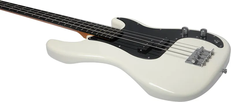 BASSE ELECTRIQUE TYPE PB VINTAGE CORPS LEGER BLANCHE EKO PB400-WH