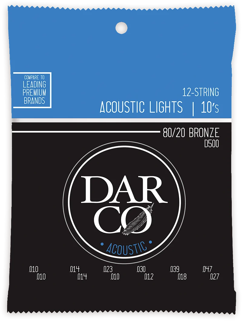 JEU DE CORDES GUITARE ACOUSTIQUE 12 cordes DARCO D500 - LIGHT 10-47 BRONZE