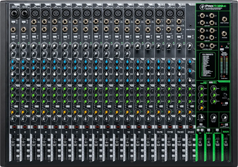TABLE DE MIXAGE USB 22 CANAUX + EFFETS MACKIE PROFX22V3