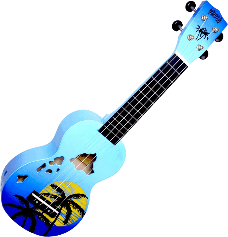 UKULELE SOPRANO Design - Finition Îles Hawaï Bleu Brillant - MAHALO MD1HABUB