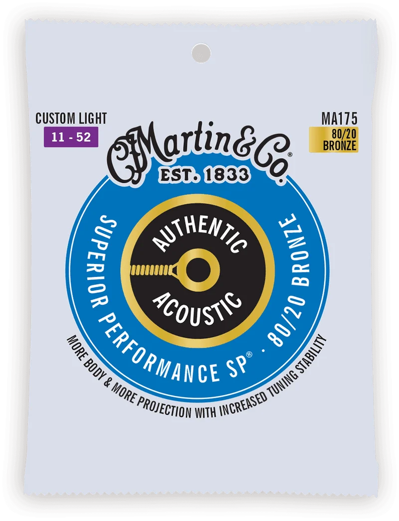 JEU DE CORDES GUITARE ACOUSTIQUE MARTIN AUTHENTIC SP CUSTOM LIGHT MA175