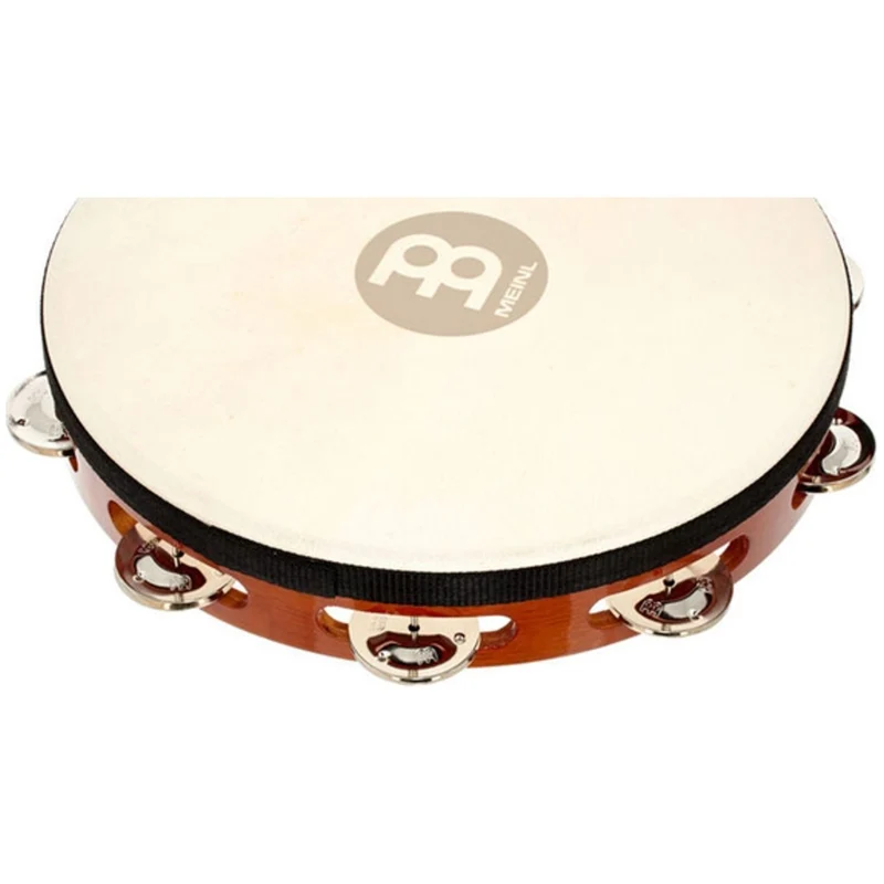 Meinl TAH1AB Headed Wood 10" Tambourine Single Row Steel Jingles
