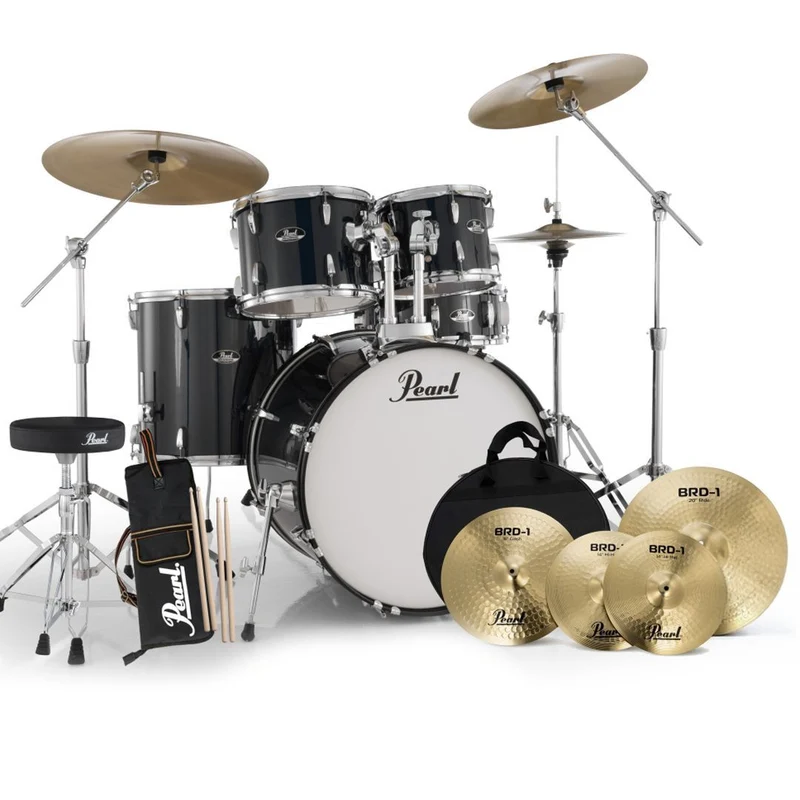 Pearl Roadshow Fusion Plus 5 Piece Drumkit Package 22/10/12/16/14s (Jet Black)