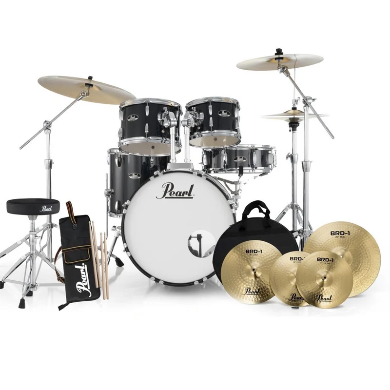 Pearl Roadshow Fusion 5 Piece Drumkit Package 20/10/12/14/14s (Jet Black)