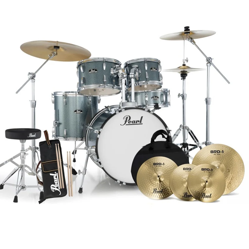 Pearl Roadshow Fusion 5 Piece Drumkit Package 20/10/12/14/ 14s (Aqua Blue Glitter)