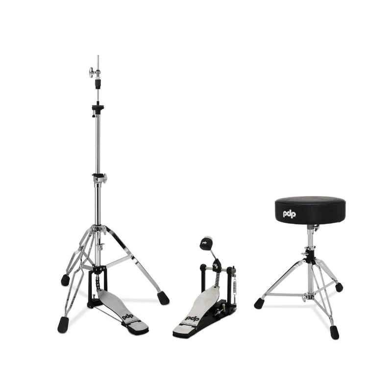 PDP 800 Series 3-Pce Hardware Pack Single Bass Drum Pedal Hi-Hat Stand and Stool