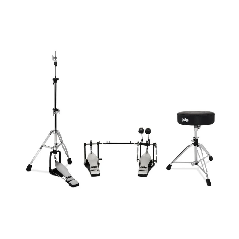 PDP 800 Series 3-Pce Hardware Pack Double Bass Drum Pedal Hi-Hat Stand and Stool