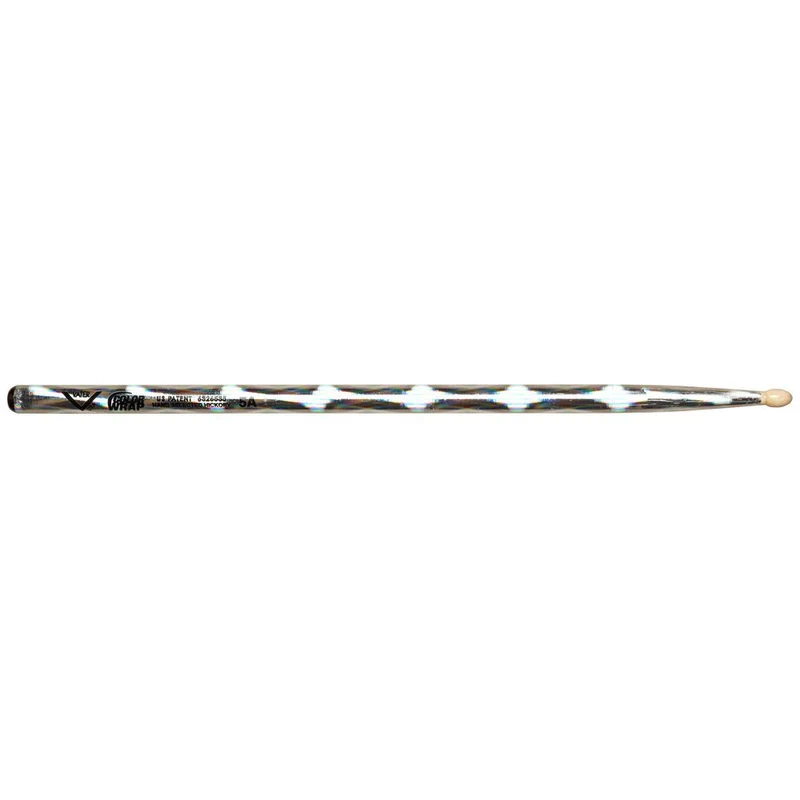Vater VCS5A Colour Wrap 5A Wood Tip Drumsticks (Silver Optic) (Pair)