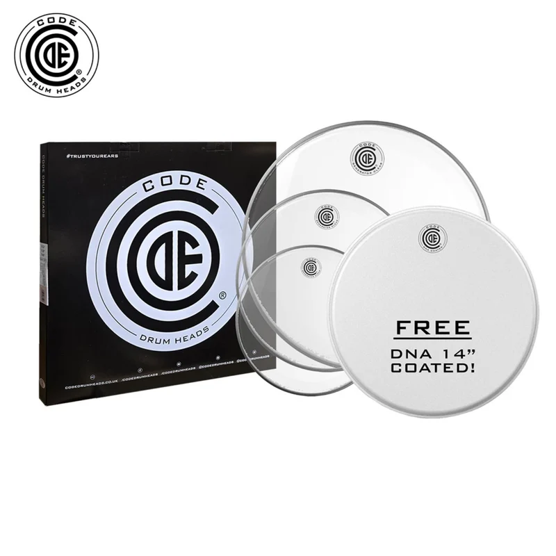 Code Generator Clear Fusion+ Pack 10,12,16 (Clear) w/Free DNA 14" Coated Snare Head