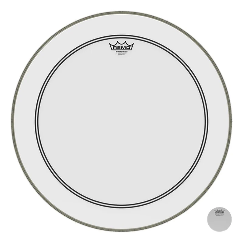 Remo P3-1222-C2 Powerstroke 3 Smooth White with Impact Patch Bass Drumhead 22"