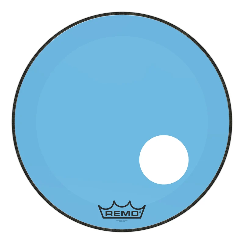Remo Bass Powerstroke 3 Colortone 22 inch Blue 5 inch Offset Hole Drumhead
